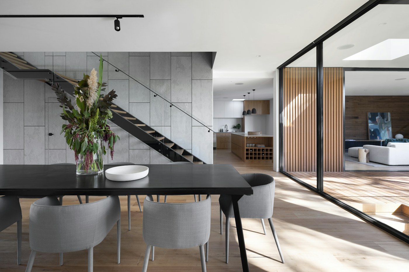 Architectural courtyard and stone landscape